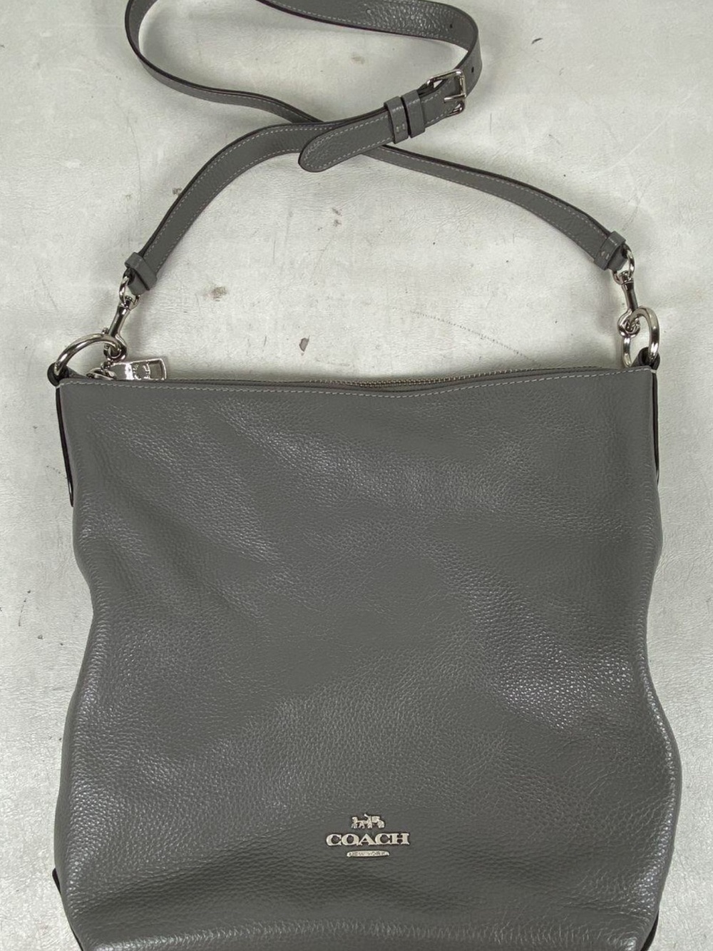 Coach Pebbled Leather Shoulder Bag in Gray